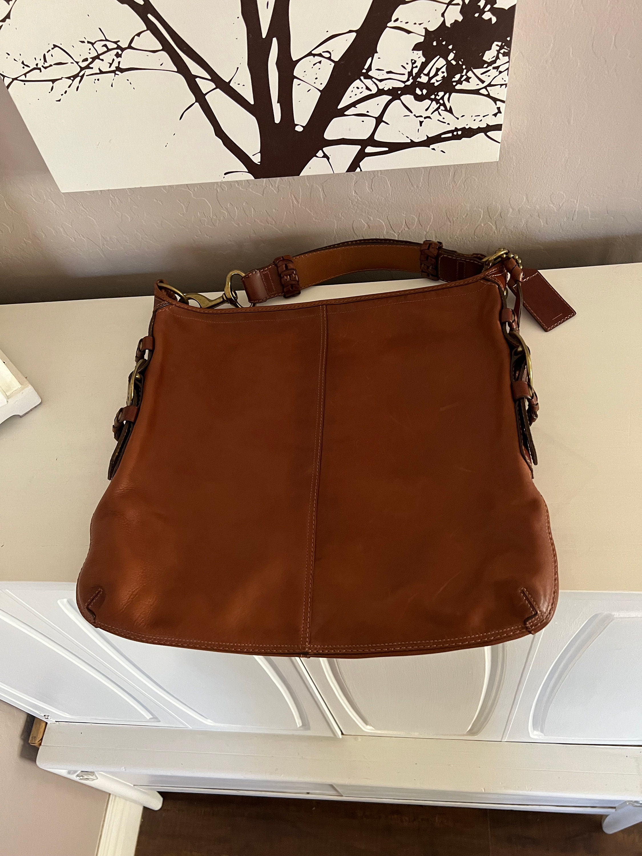 Giant Coach Leather Hobo Bag