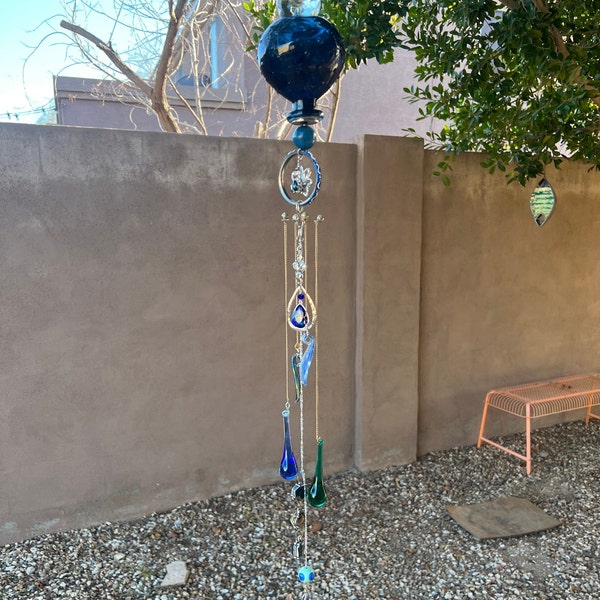 Blue Bubble Bulb garden chandelier