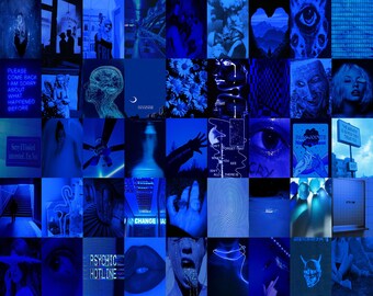 images Blue Neon Blue Aesthetic Bedroom Ideas neon collage art etsy