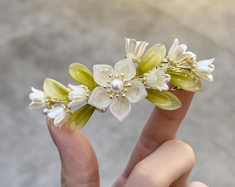Fairy lily of the valley flower hairpin retro spring clip niche ponytail top clip