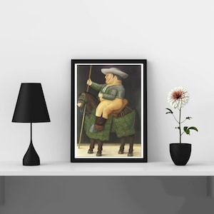 Fernando Botero Art La Corrida Man On Horse Poster Canvas Wall Art Home Decor (Sem moldura)