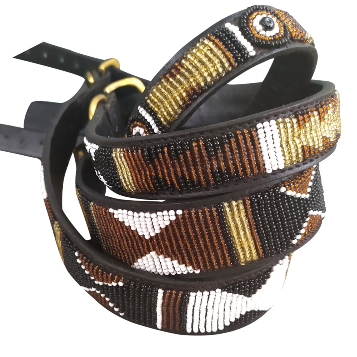 Dog collar beaded dog collar leather dog collar handmade Etsy