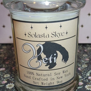Yeti mythical soy wax candle, cryptozoology gift, glass jar, magic, paranormal, hunter, creature, home decor