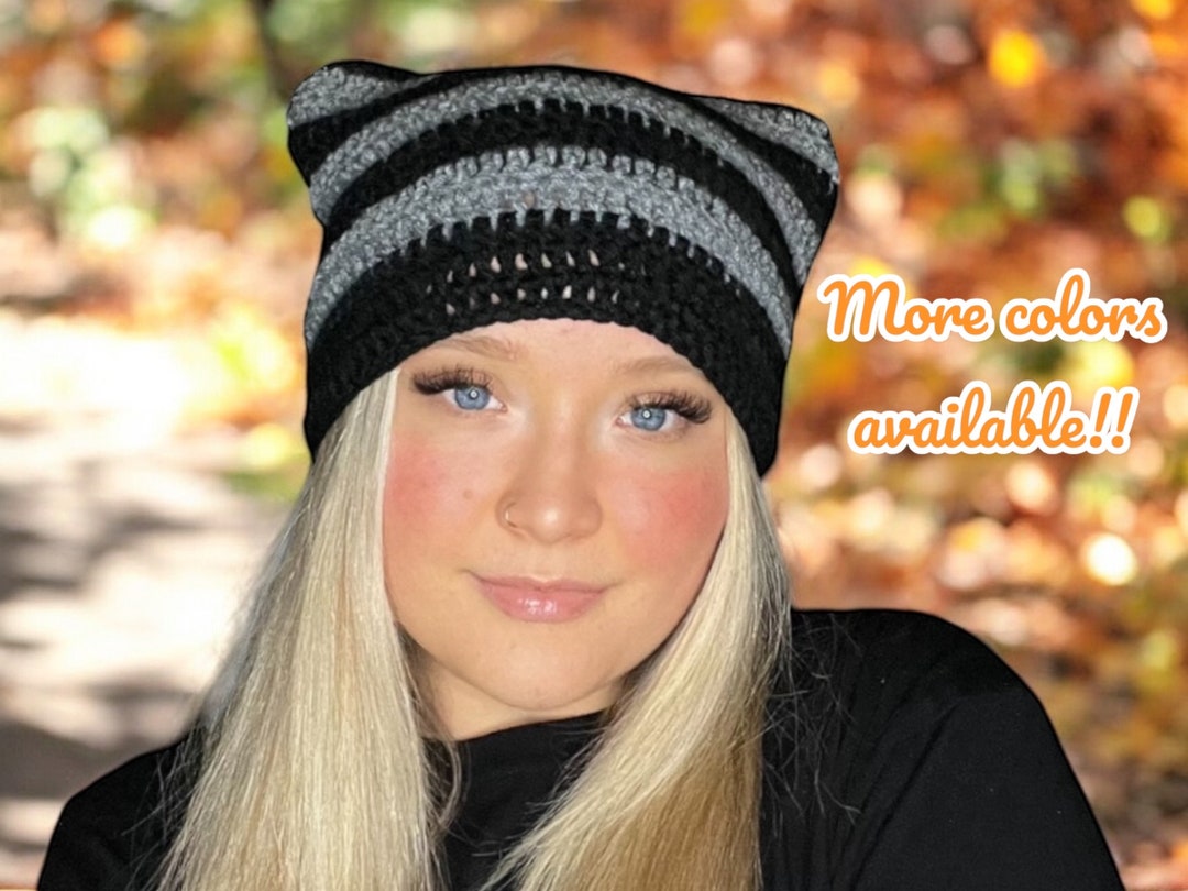 Handmade Crochet Beanie Hat With Cat/Fox Ears - Winter Knit Ear Flap Hat For Women & Girls, Acrylic, Stretchy Fit - View #13