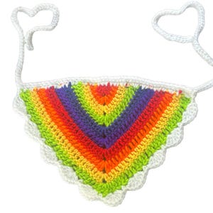 Handmade Crochet Rainbow Pride Bandana – Colorful Festival Headscarf or Dog Bandana | LGBTQ+ Pride Accessories