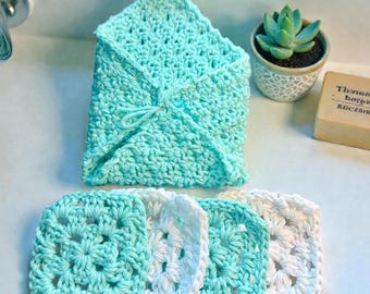 Handmade häkeln Spa-Set | Waschlappen & Face Scrubbies aus Baumwolle