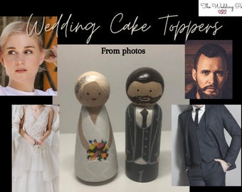 Wedding peg dolls, custom cake toppers, bride and groom, wooden peg dolls, Mr and mrs topper, rustic wedding