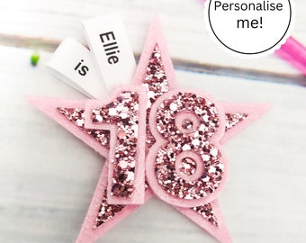 Personalised Girls Birthday Badge, Best Star Boys Birthday Rosette, 18th Birthday badge, 30th Birthday badge, any age or name