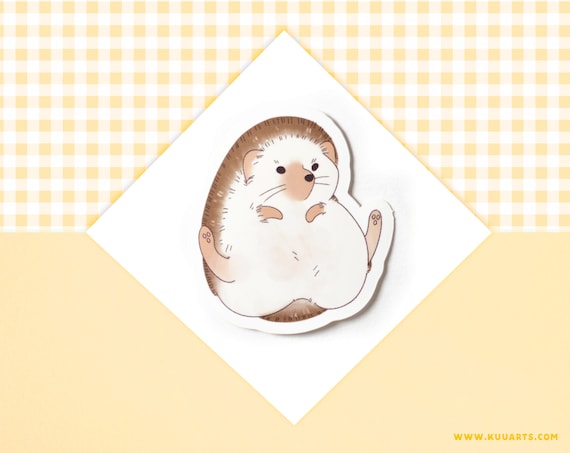 Matte Vinyl Sticker Waterproof and dishwasher proof - Cute hedgehog baby by Kuu Arts
