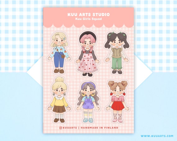 Glossy Sticker Sheet - cute girls fashion outfit doll kawaii street fashion j-fashion - Kuu Arts