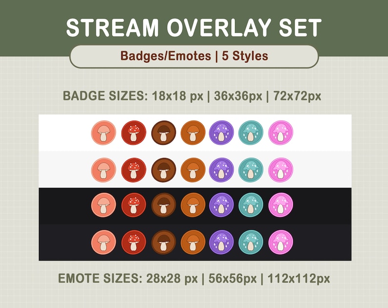 Skogskaniner, svampar, Cottagecore, Twitch Stream Overlay Set / Skogsestetik / Webbkamera / Gräns / Enkel / Emotes / Streaming-inställningar bild 6