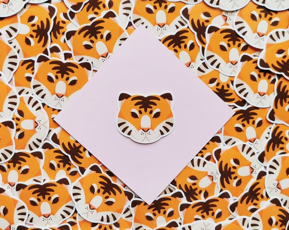 Tiger cute kawaii - Glossy waterproof vinyl sticker - Kuu Arts