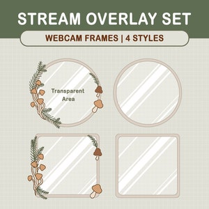 Skogskaniner, svampar, Cottagecore, Twitch Stream Overlay Set / Skogsestetik / Webbkamera / Gräns / Enkel / Emotes / Streaming-inställningar bild 3