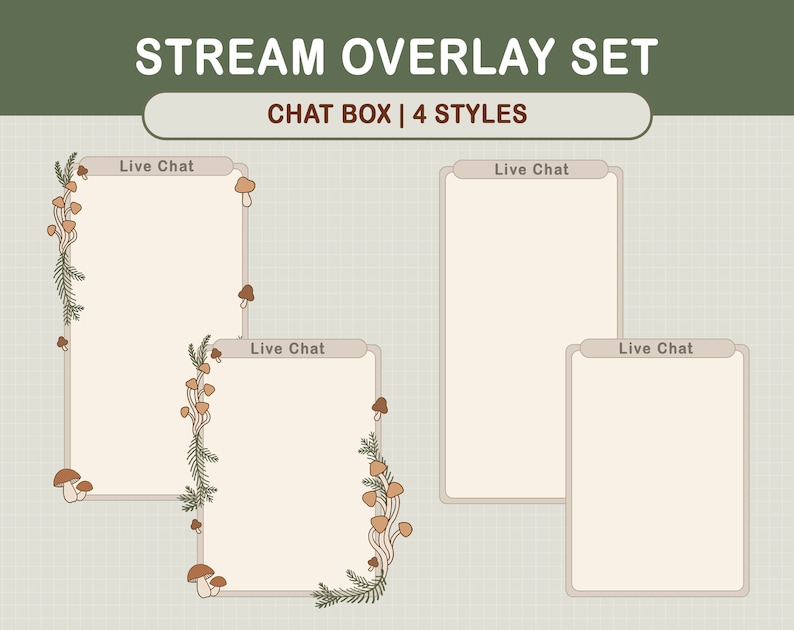 Skogskaniner, svampar, Cottagecore, Twitch Stream Overlay Set / Skogsestetik / Webbkamera / Gräns / Enkel / Emotes / Streaming-inställningar bild 4