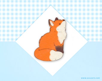 WOODEN handmade refrigerator magnet red fox - Made In Finland - Kuu Arts