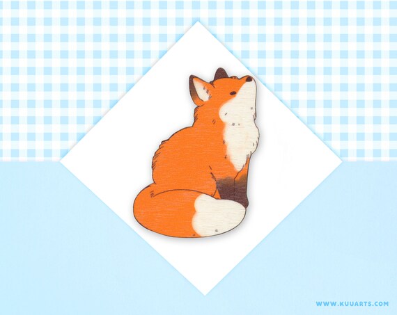 WOODEN handmade refrigerator magnet red fox - Made In Finland - Kuu Arts