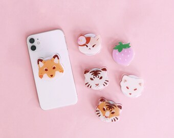 Phone Socket Grib - acrylic with epoxy dome - cute kawaii animal Japan phone accessory - Kuu Arts