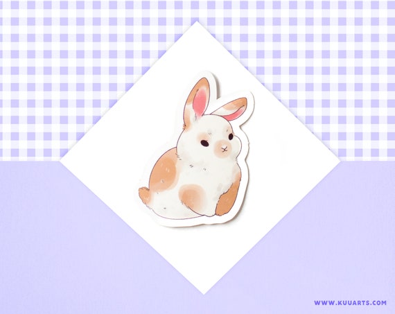 Matte Vinyl Sticker Waterproof and dishwasher proof - Cute bunny rabbit baby by Kuu Arts