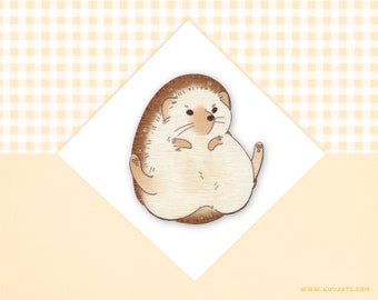 WOODEN handmade refrigerator magnet hedgehog - Made In Finland - Kuu Arts