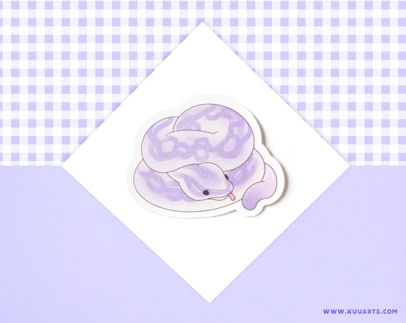 Glossy Vinyl Sticker Waterproof and dishwasher proof -  Cute pastel snake by Kuu Arts