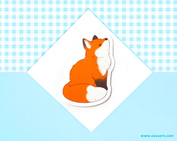 Matte Vinyl Sticker Waterproof and dishwasher proof - Cute fox baby by Kuu Arts