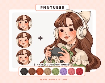 Kawaii Mysig Gamertjej PNGTuber | Söt Lolita Gaming VTuber Avatar För Streaming | Färdig PNG Tubertjej Twitch Discord Spelstreamer