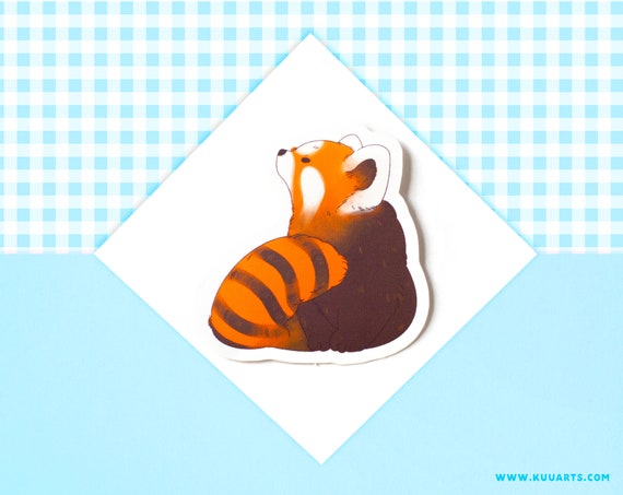 Matte Vinyl Sticker Waterproof and dishwasher proof - Cute red panda baby by Kuu Arts