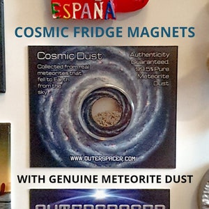 Cosmic Meteorite Dust Magnet, Genuine Meteorite Dust, Round Strong Refrigerator Magnet, Fridge Decor, Space Rock Dust Magnet, Cosmic Gift