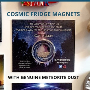 Carl Sagan Cosmic Dust Magnet, Genuine Meteorite Dust, Carl Sagan Quote, Round Strong Refrigerator Magnet, Fridge Decor, Cosmic Gift