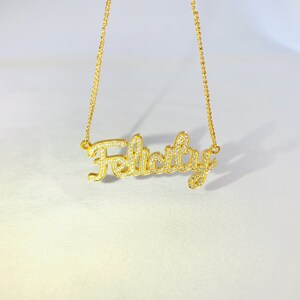 Collar personalizado con nombre en cursiva, Collar personalizado con nombre de circonita cúbica, Collar con nombre de escritura de circonita cúbica, Collar con letra cursiva de circonita cúbica, Regalo único