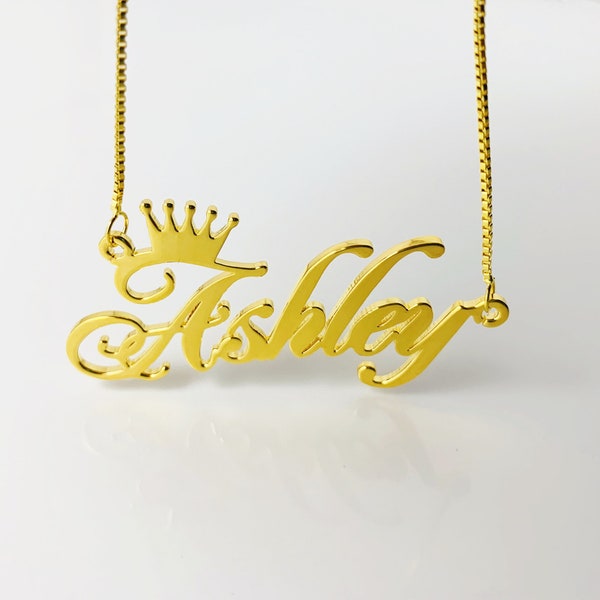 Custom Name Necklace With Crown｜Personalized  Baby Name Necklace｜Initials With Crown Necklace｜Crown Necklace｜Bridesmaid Gift ｜Gift for Her