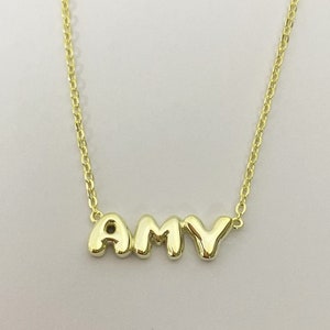 Collar con nombre 3D personalizado, Collar con letra de burbuja, Collar con placa de nombre de burbuja personalizado, Collar con nombre de burbuja único, Regalo de dama de honor personalizado