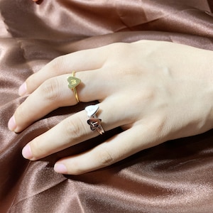 Anillo de iniciales personalizado｜Anillo de letras apilable｜Anillo de corazón personalizado｜Anillo grabado minimalista｜Anillo de letras grabable｜Regalo único de dama de honor