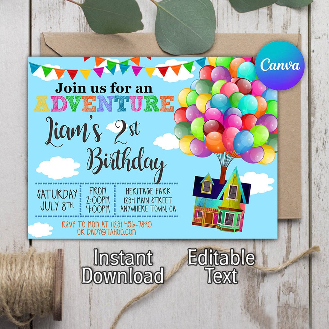 Up Invitation, up Birthday Invitation, up Birthday Party Invite
