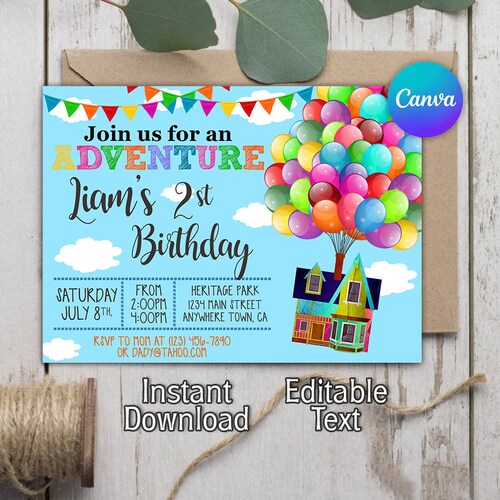 UP Birthday Party Invitation UP Invite Balloon House Party Etsy
