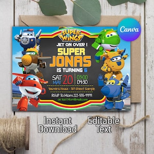 Convite de aniversário Super Wings, convite Super Wings, convite de festa Super Wings, aniversário Super Wings, convite Super Wings, arquivo digital