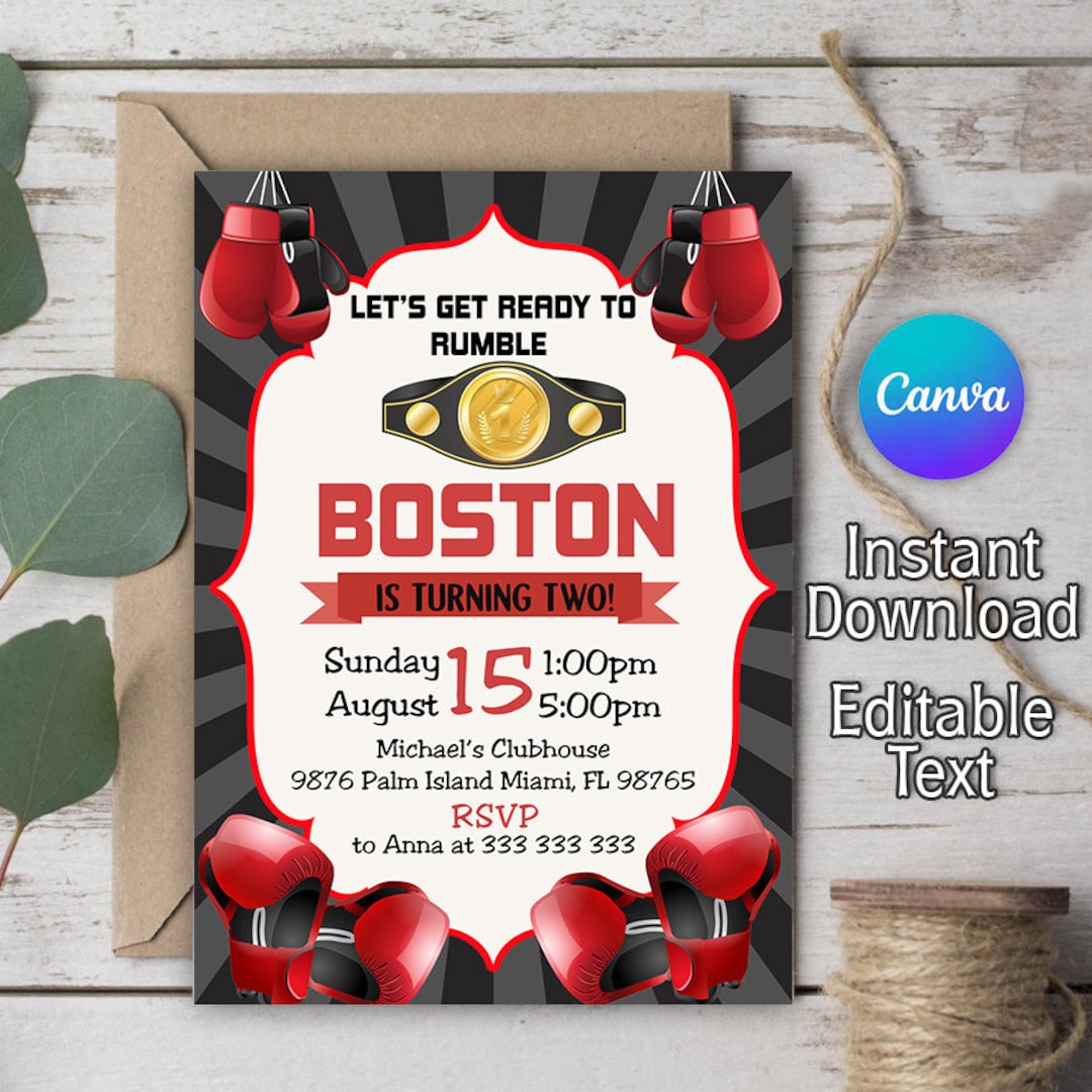 Boxing Birthday Invitation Boxing Invitation Boxing Party Etsy