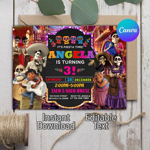 Coco Birthday Invitation, Disney Coco Party Invitations, Coco Movie Printable Card, Coco Invitation, Coco Invite, Coco Printables