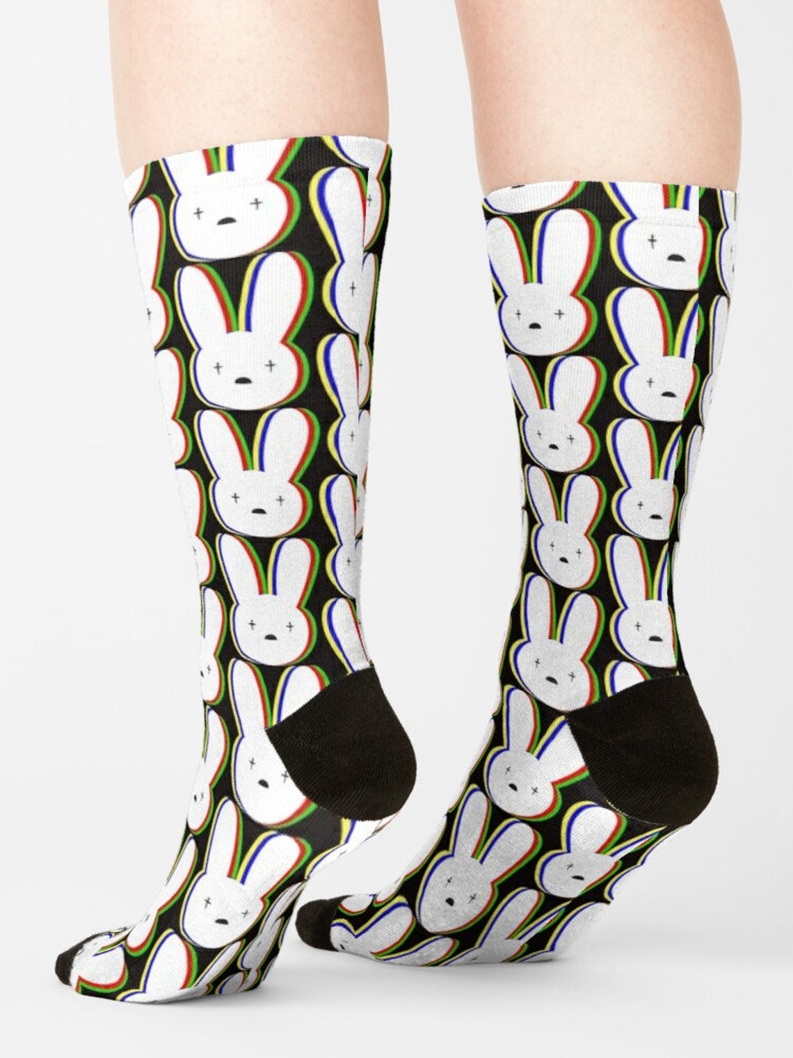 Bad Bunny Pattern Socks Bad Bunny Socks Bad Bunny Socks For | Etsy
