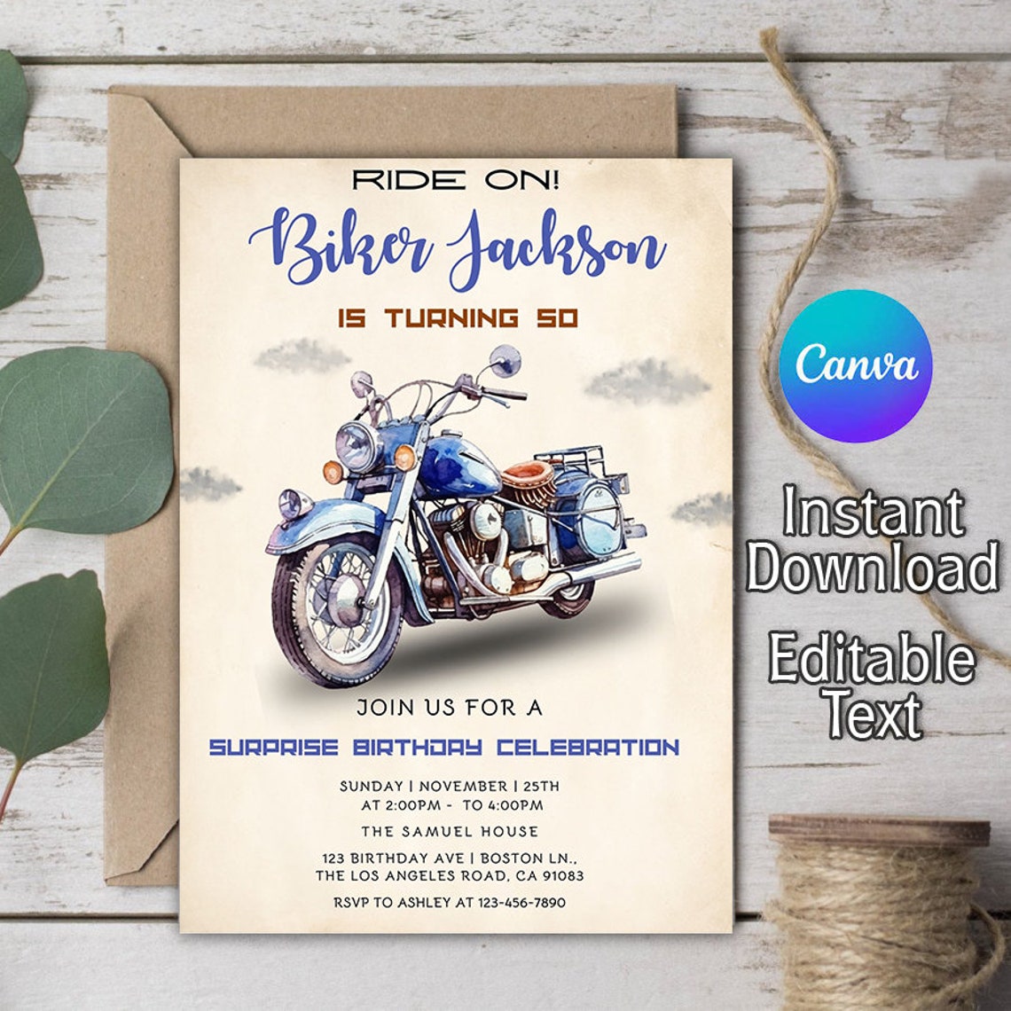 Motorcycle Birthday Invitation, Motorcycle Invitation, Motorcycle ...
