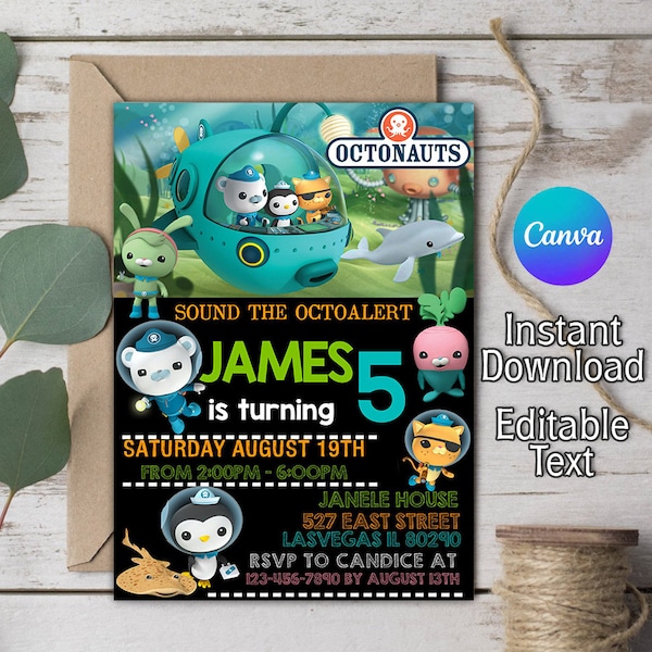 Octonauts Invitation, Octonauts Birthday Invitation, Octonauts Party, Octonauts Invite, Octonauts Printable, Octonauts Themed,Octonauts Kids