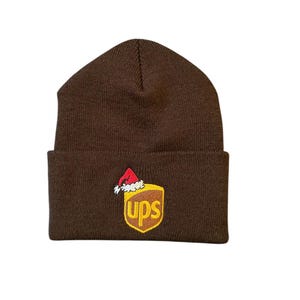 Custom UPS Beanie with Santa Hat - Watch Cap - Winter Knit Hat