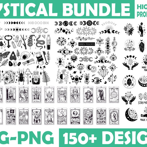 Mysticism ALL-IN-ONE Bundle | Mystical svg, Mystic Moon svg, Celestial svg bundle, Witchy svg, Magic Svg, Layered Files