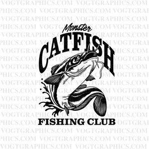 Monster Catfish Fishing Club, Catfish SVG, catfish clipart, catfish sticker, catfish sign, fisherman svg, fishing png, catfish sign
