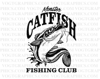 Monster Catfish Fishing Club, Catfish SVG, catfish clipart, catfish sticker, catfish sign, fisherman svg, fishing png, catfish sign