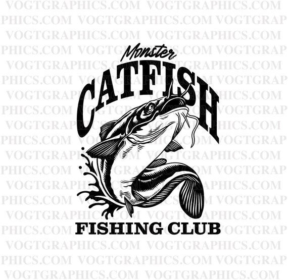 Monster Catfish Fishing Club, Catfish SVG, catfish clipart, catfish sticker, catfish sign, fisherman svg, fishing png, catfish sign