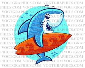 Baby Shark with Surfboard | SVG - PNG | Professional Design for Cricut - Silhouette