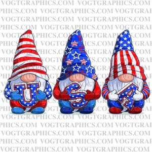 Lot de 3 nains américains | Graphiques numériques SVG-PNG | Artisanat du 4 juillet