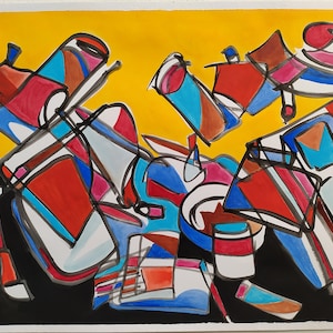 Natura morta, 2020, acrilico e acquarelli su carta, 45 x 33 cm