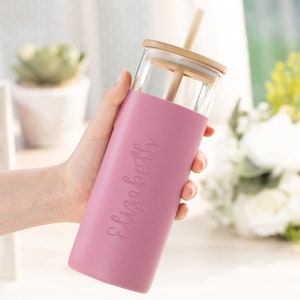 Personalized Glass Tumbler With Straw Ice Coffee Tumbler Glass Tumbler ...